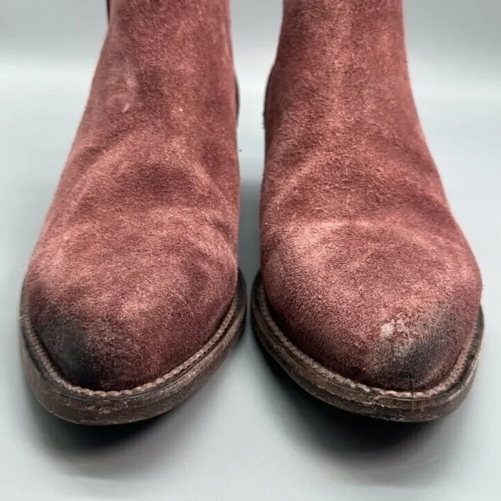 Freebird by Steven Onyx Womens 9 Burgundy Booties Leather Side Zipper Block Heel_2